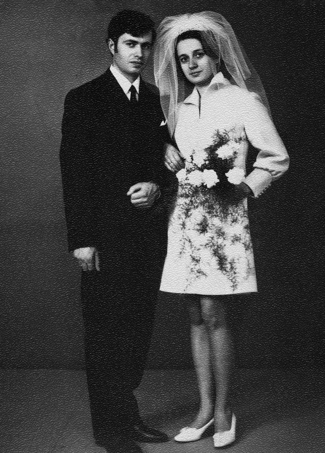 Лидия и Витаутас Миркес в день свадьбы. 1970 г.